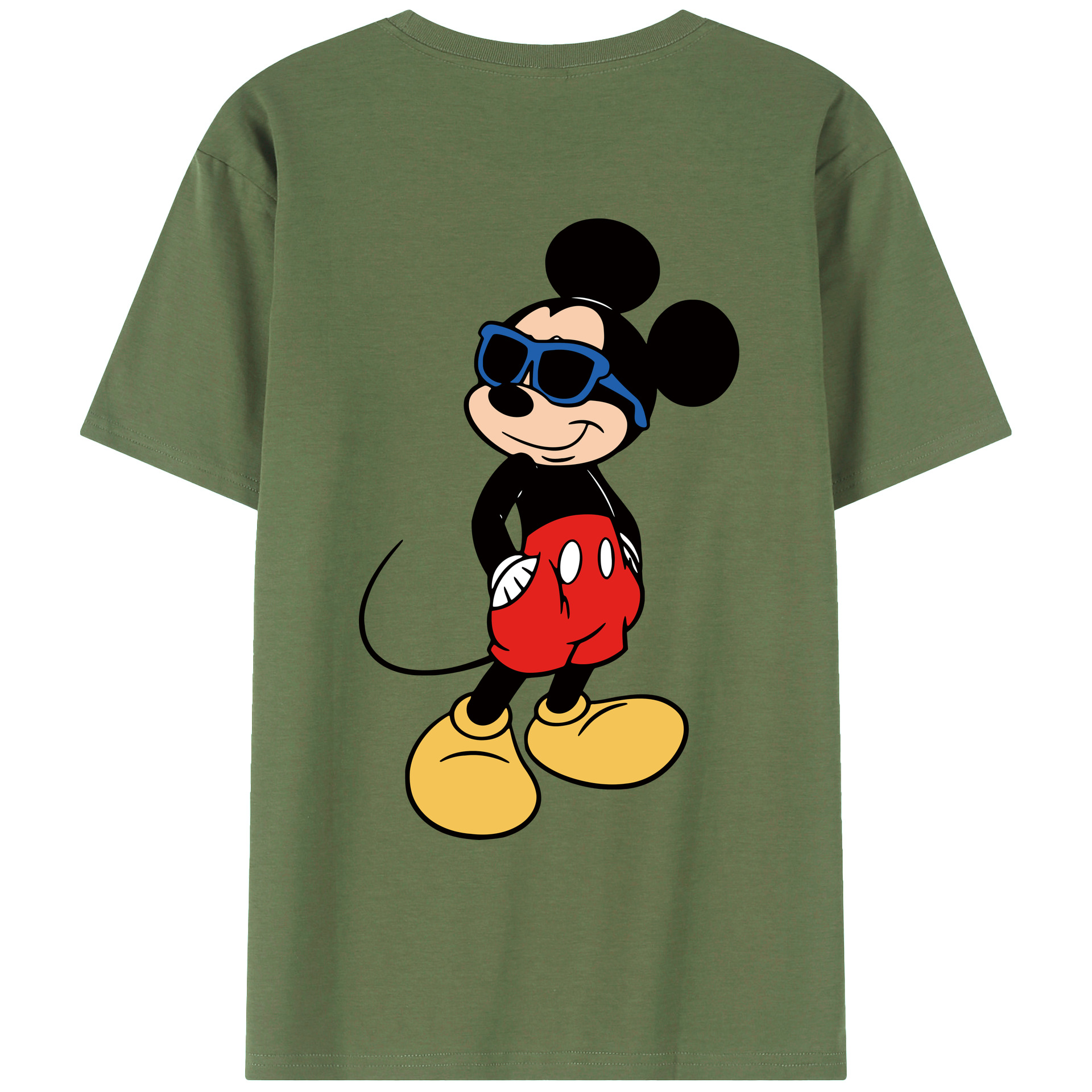 ミッキーマウス Mickey Mouse 綿100％ メンズ半袖Tシャツ（バックプリント） 通気性
